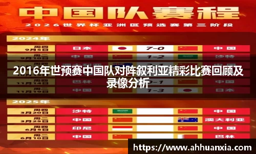 2016年世预赛中国队对阵叙利亚精彩比赛回顾及录像分析